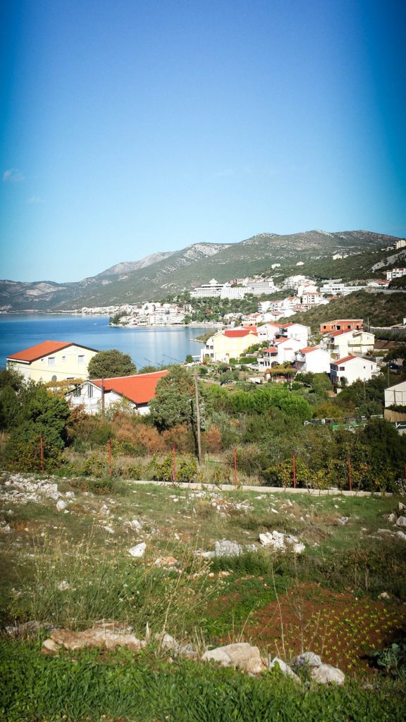 On the drive between Dubrovnik to Mostar in Bosnia, you will go through the town of Neum, Bosnia, which is on the coast of the Adriatic Sea.