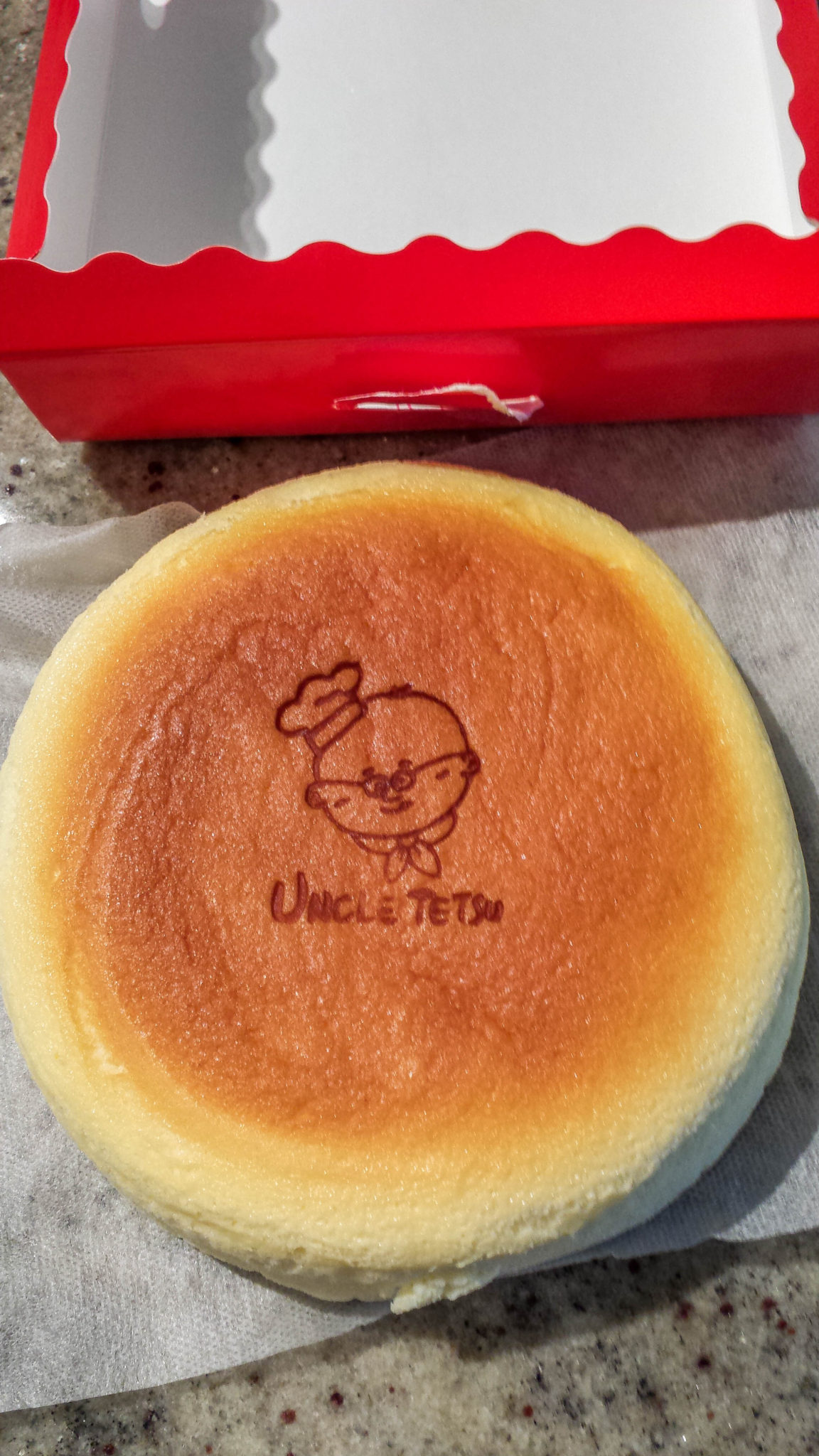 A whole plain cheesecake from Uncle Tetsu's in Toronto