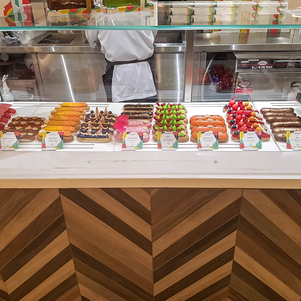 Selection of eclairs at Nugateau in Toronto, one of the best places to get eclairs in downtown Toronto