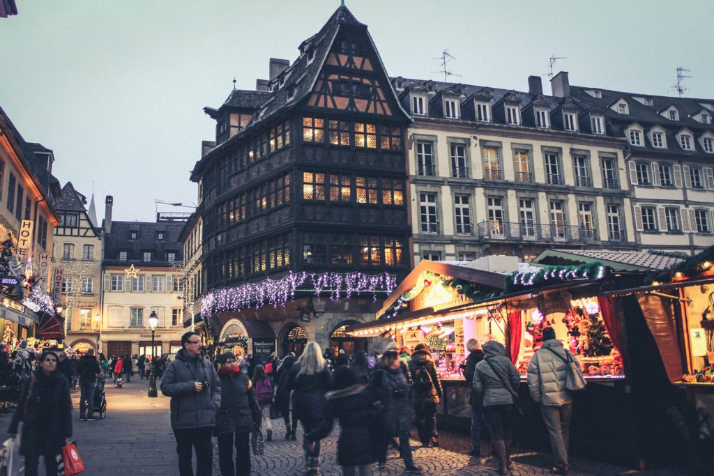 Christmas Market and lights in Strasbourg France