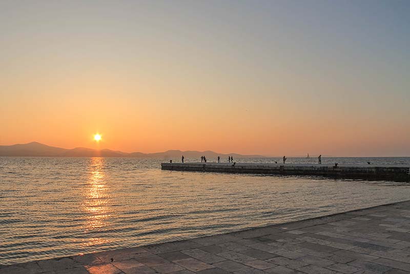 Sunset over the Adriatic Sea from the Promenade in Zadar Croatia