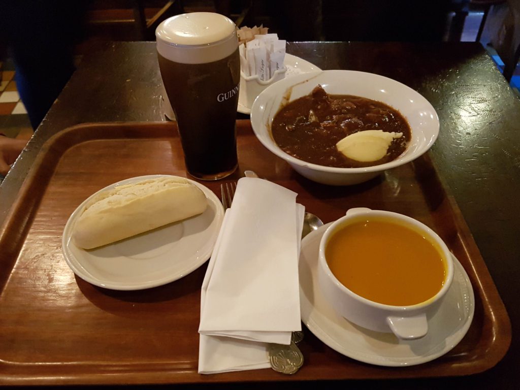 Guinness beer is vegan and a must try on any Ireland trip. Pubs can be difficult to find vegetarian food but there is often a soup option. 