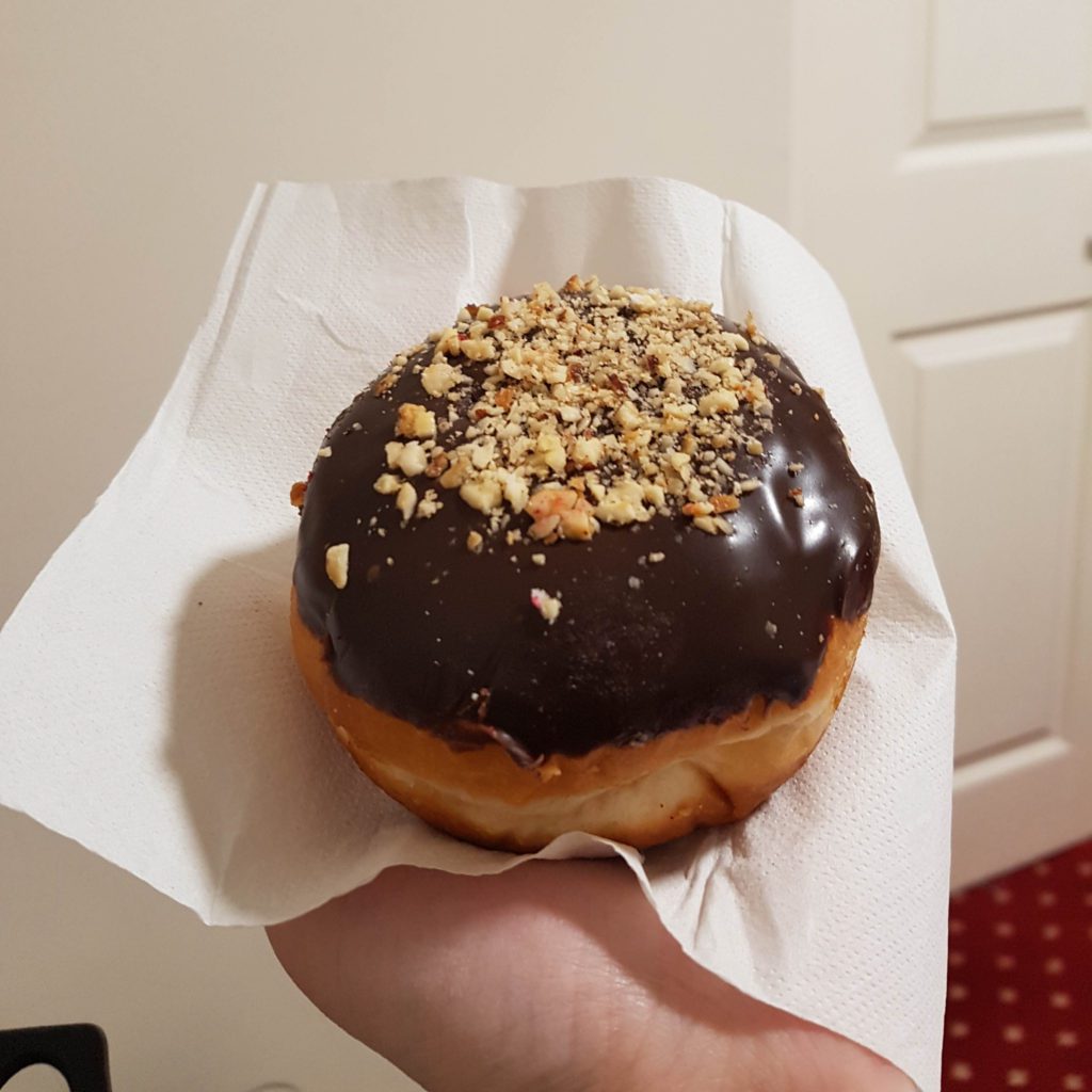 A Nutella flavored donut from one of Dublin's most famous donut bakeries, Rolling Donut