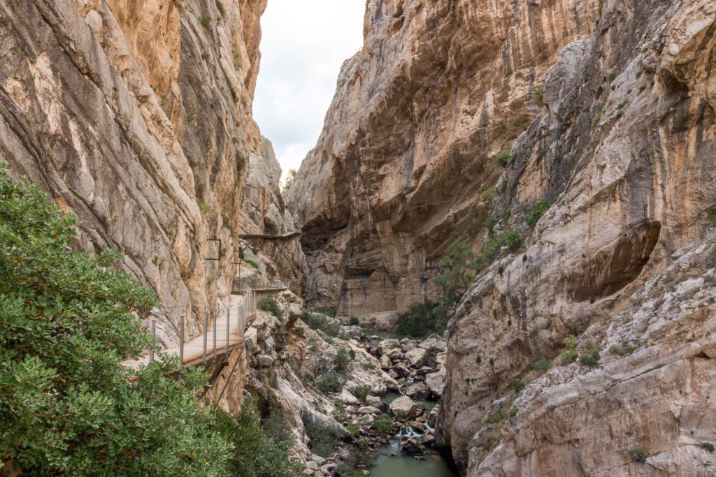 The first section of boardwalk in the Caminito del Rey, Spain.