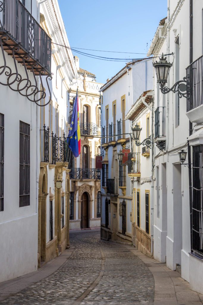 Ronda Spain narrow street in the white village