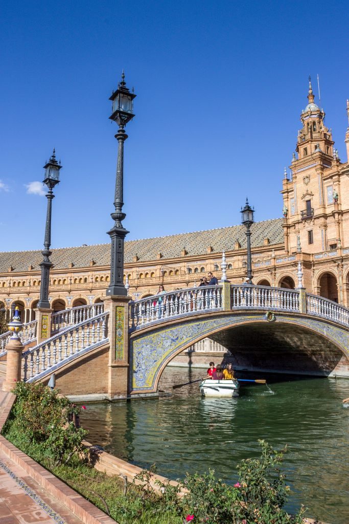 You can rent a boat and row around the moat that is part of the Plaza de Espana, taking you under the bridges and around the square.