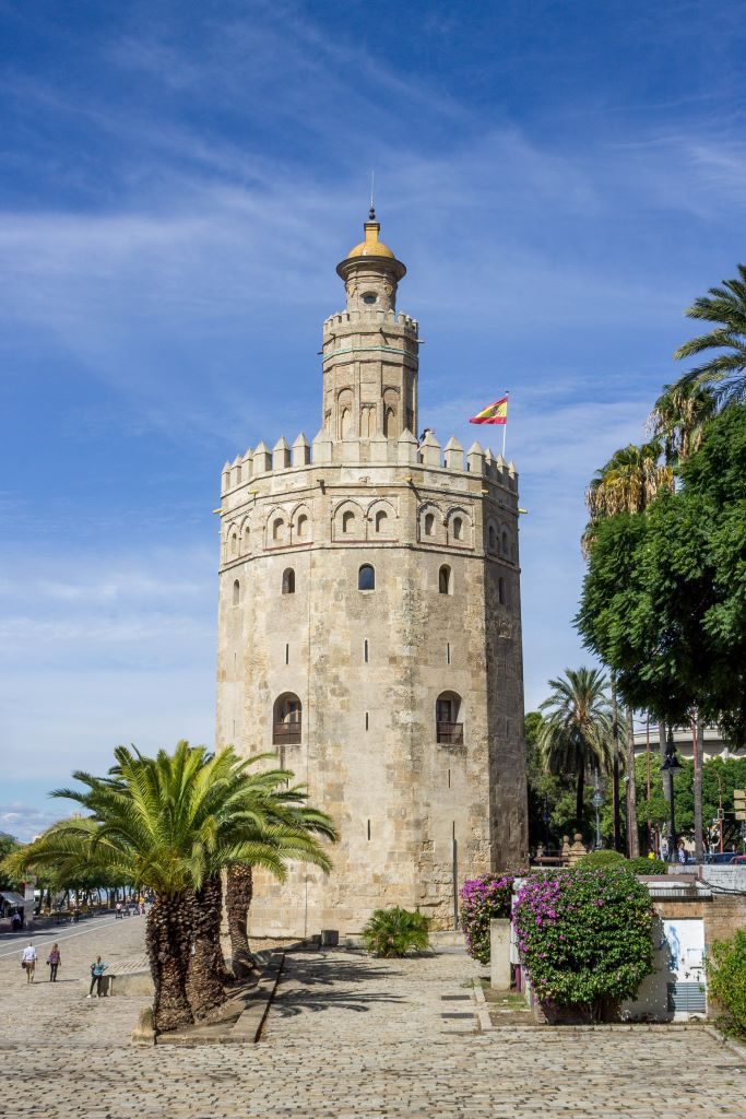 The defensive tower of Torre del Oro on Seville's riverside. It's a beautiful building that makes for photos.