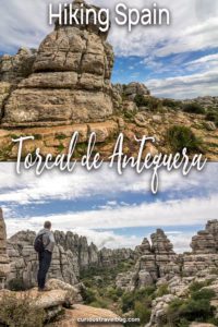 Torcal de Antequera is a great place to stop for a quick hike when traveling between Seville and Granada. This hike takes you through stunning karstic landscape on top of a mountain. It's easy to access from Malaga as well. #spain #hiking #andalucia