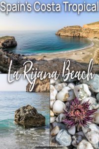 Looking for a beach day trip from Granada or Malaga? Check out the Costa Tropical in Southern Spain! La Rijana has beautiful clear water set in a gorgeous bay. #spain #andalucia #granada #beach