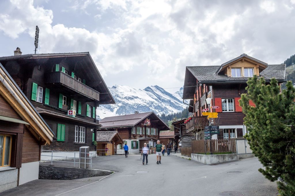 Murren village with alpine houses