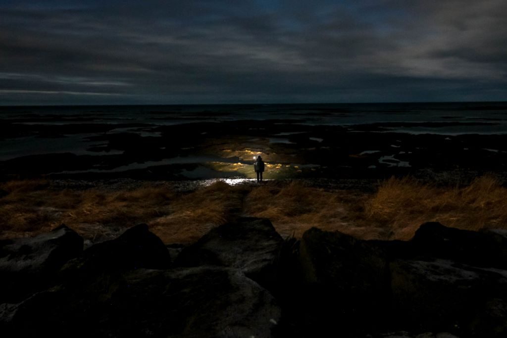 At night it is fun to explore Iceland's coastline hunting for Northern Lights