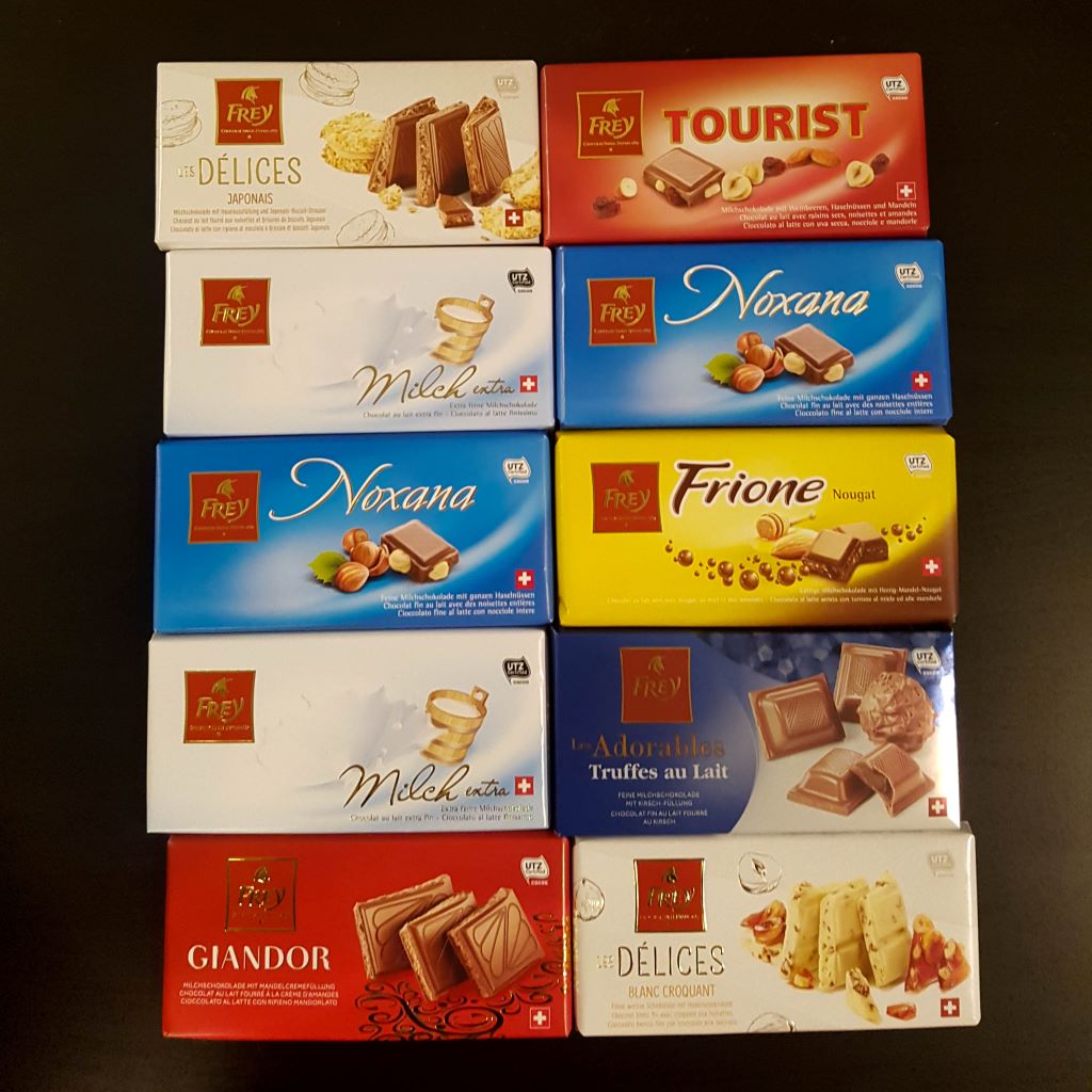 Frey Chocolate bars are easily found in supermarket aisles in Switzerland.This mass produced Swiss chocolate is difficult to find outside of Switzerland so it makes a great gift or treat to yourself at an affordable price.