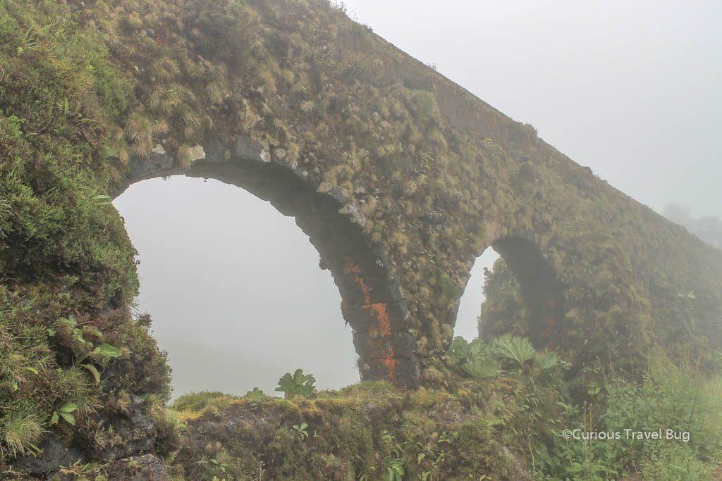 Aqueduct that marks the start of the Mata da Canario trail in Sete Cidades that takes you around the lakes. The fog did impede some of the view but the Azores are beautiful in all weather!