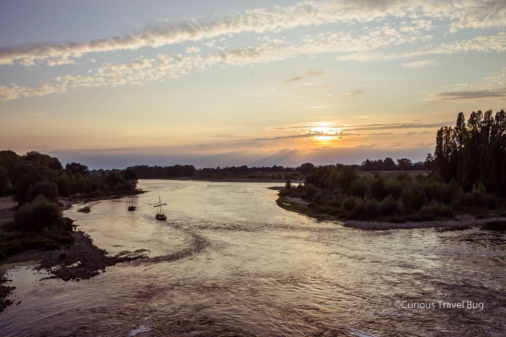 Sunset over the Loire River in Amboise, France