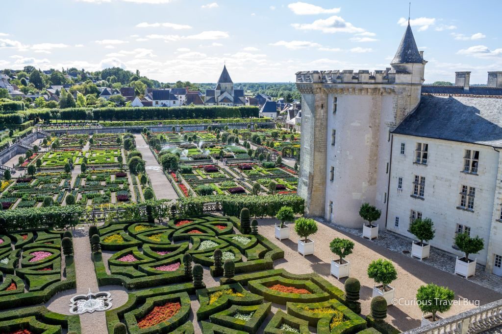 Chateau Villandry in the Loire Valley is a great stop on any France itinerary as the gardens are absolutely spectacular here. Wander the gardens and check out the overlook point to see the heart gardens.