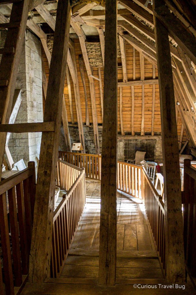 The attic area of the castle at Usse. While the chateaus of the Loire Valley are beautiful outside, exploring inside the castle gives a great background in the history of the Loire Valley and there are interesting artifacts.