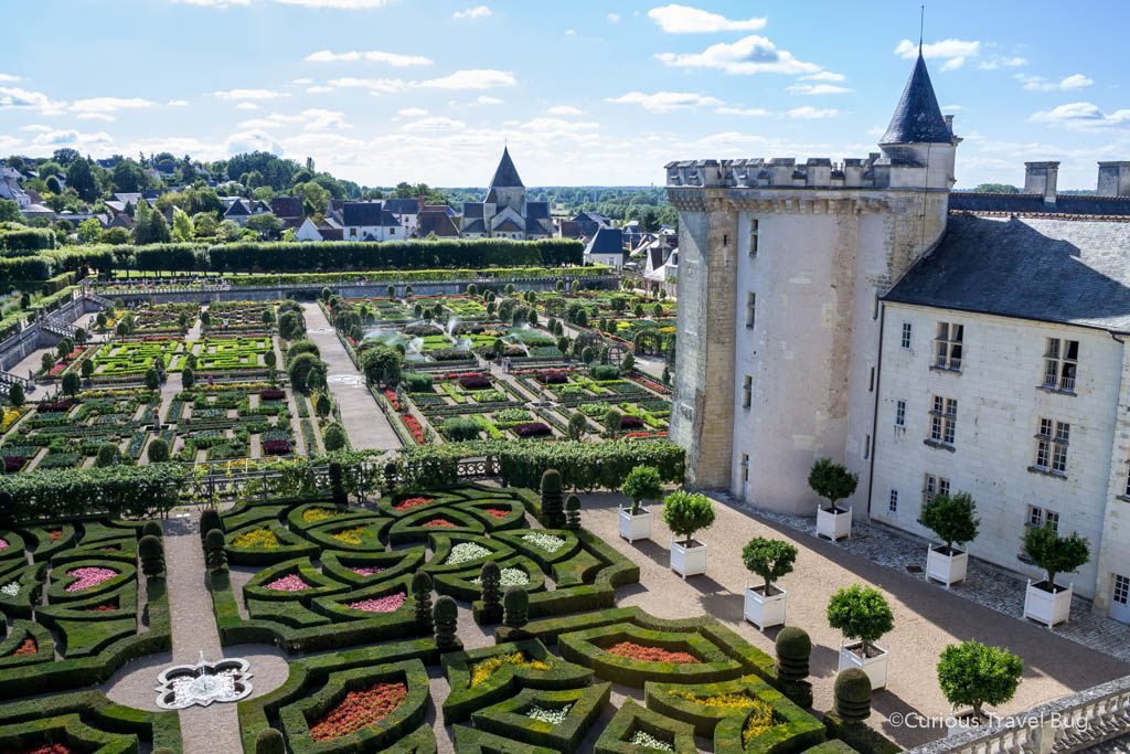 The beautiful love gardens of Villandry castle. This garden makes Villandry one of the best chateaux in the Loire Valley to visit.