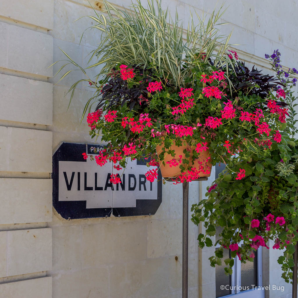 Sign showing the name of the town, Villandry, in the Loire Valley, France