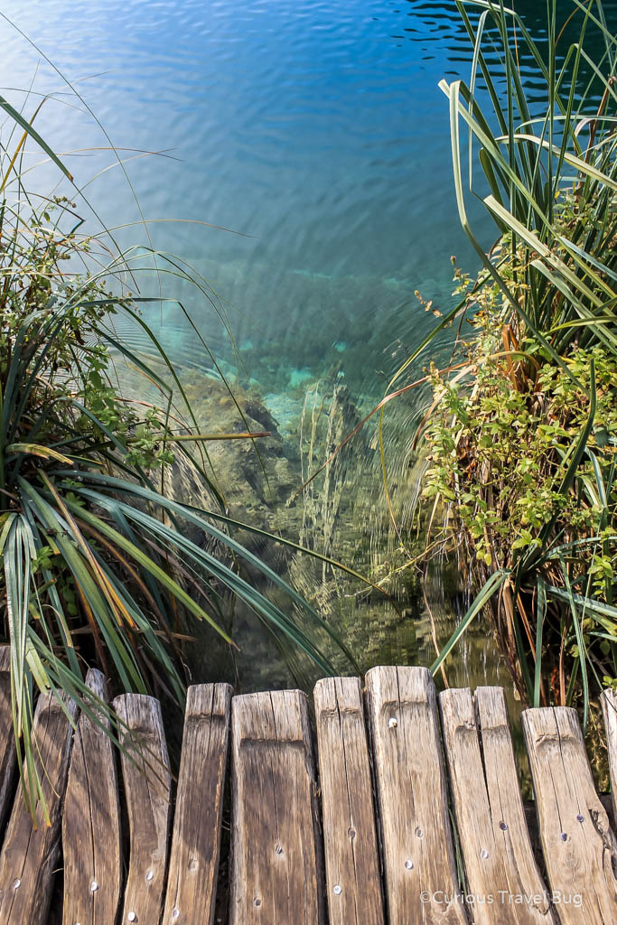 When visiting Plitvice Lakes, there are lots of waterfalls to see but looking down gets you great views of the crystal clear turquoise waters of the lakes.