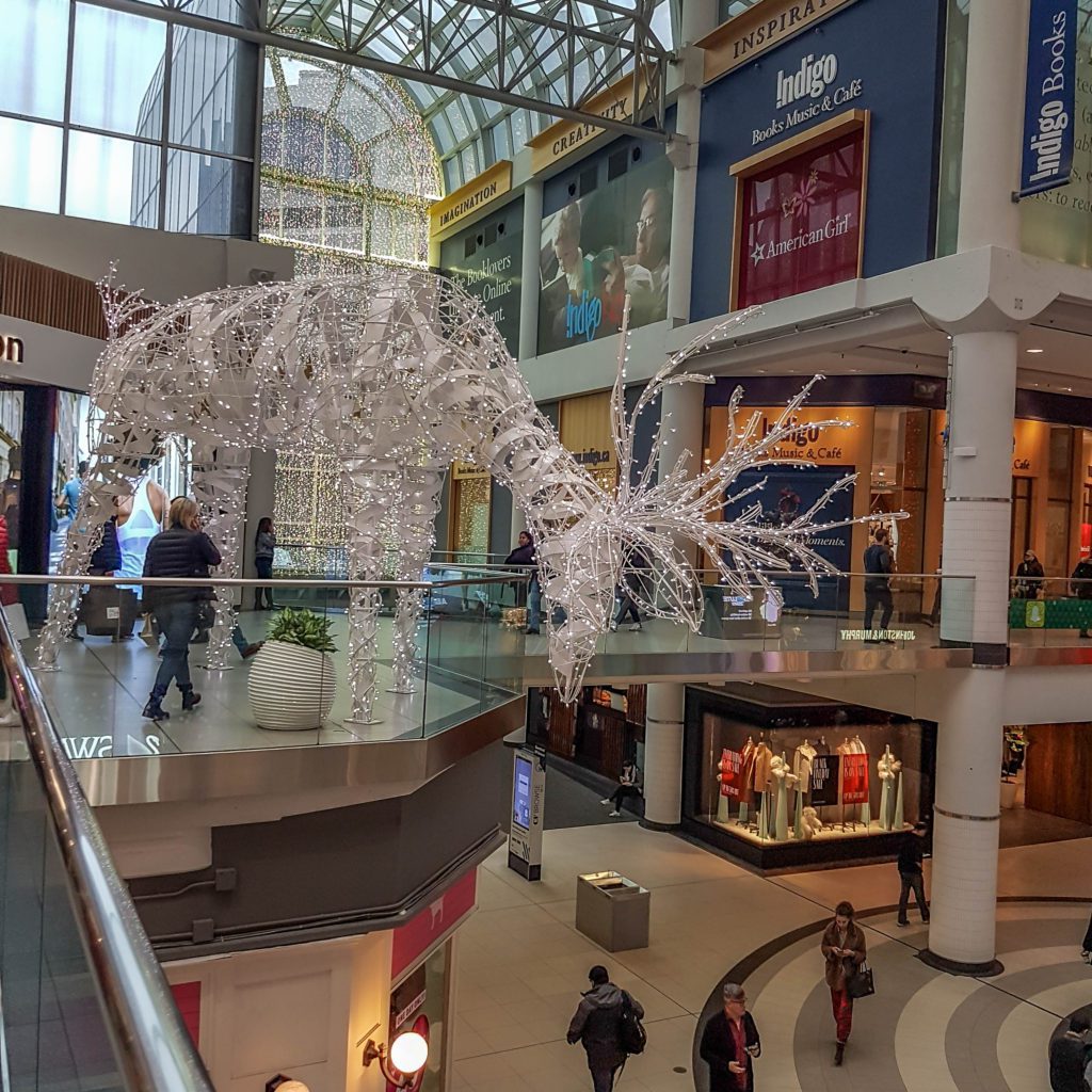These reindeer make a seasonal appearance at Toronto's Eaton Centre, appearing for Christmas and is a great thing to visit if you are traveling in winter to Toronto.
