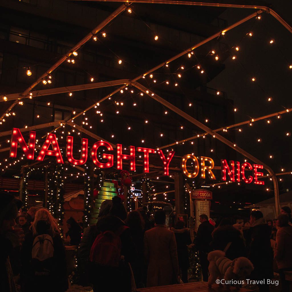 Naughty or Nice sign at the Toronto Christmas Market, Distillery District