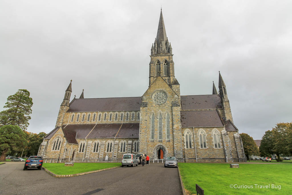 Killarney Cathedral is located just outside of the main Killarney town and is worth a quick stop to see the cathedral and giant sequoia tree on the grounds.