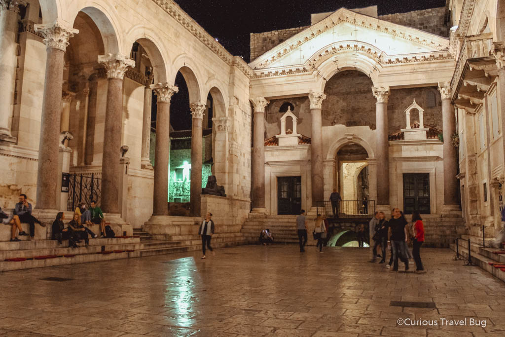 Inside Split's Diocletian Palace at night. This is easily Split's top sight in the city that is a must see. Even if you aren't interested in Roman history, the palace is really beautiful to see.