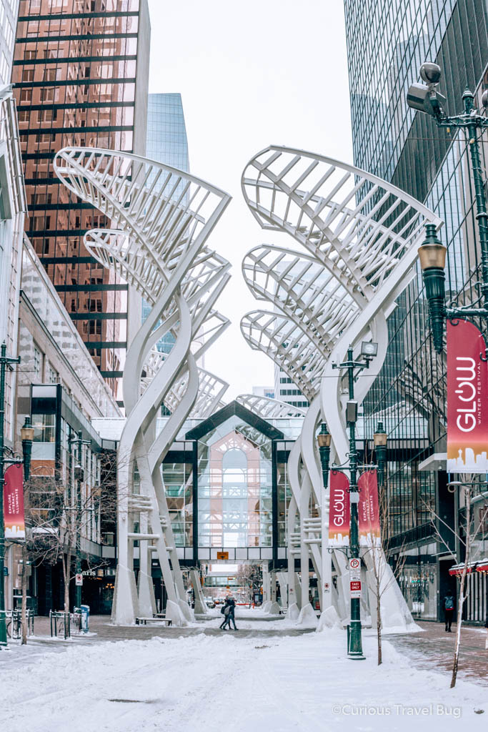 The Sails on Stephen Avenue in downtown Calgary. Stephen Ave is one of the most photogenic streets in Calgary and there are numerous instagram perfect locations here.