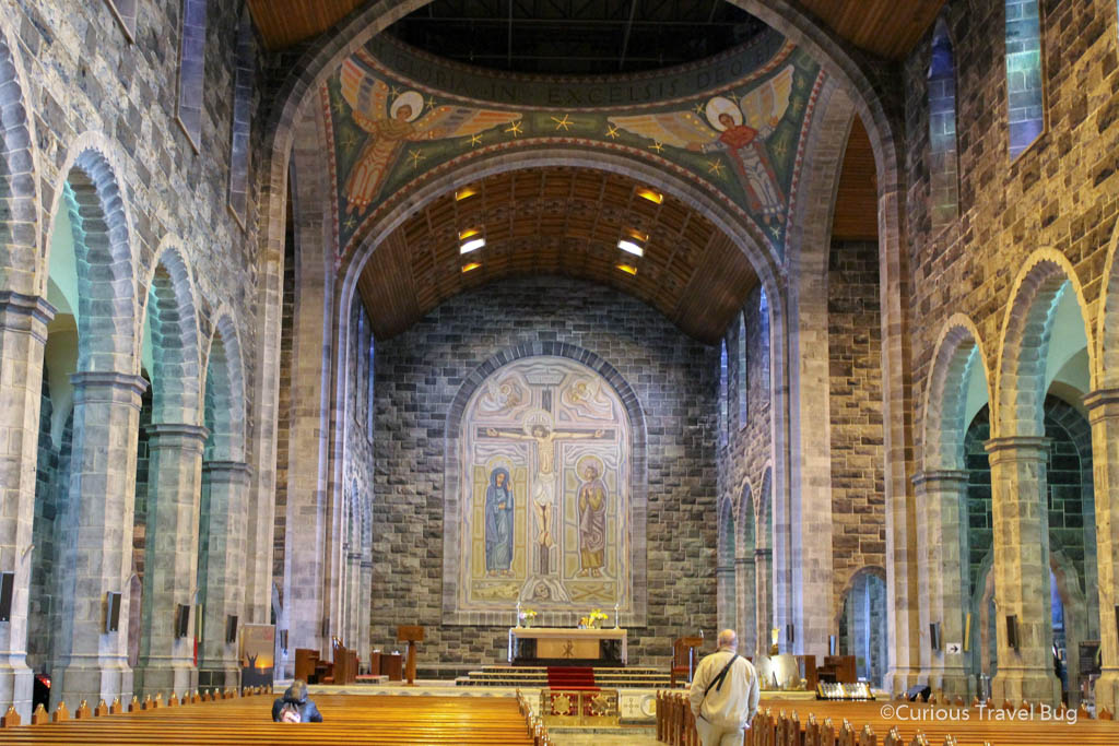 The interior of Galway Cathedral has beautiful mosaics and paintings. It's worth visiting to see the grand interior of this stone cathedral.