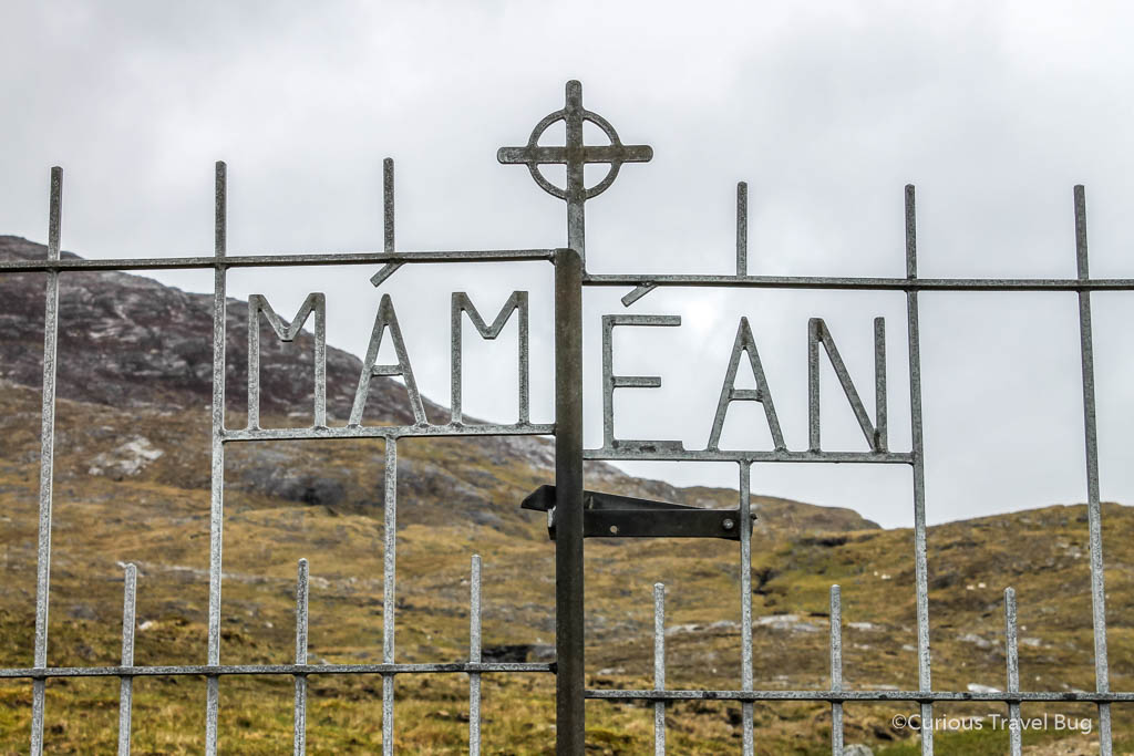 A day trip to Connemara from Galway is one of the best things to do when you visit Galway. This is the gate at Mamean, a great place for a quick hike in Connemara National Park.