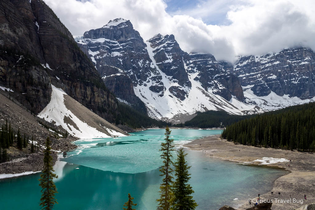 Moraine Lake in Banff National Park is one of the most popular lakes in the park. It's set in the Valley of Ten Peaks and offers stunning views of this turquoise lake. You need to plan in advance to visit Moraine Lake because it is very popular.