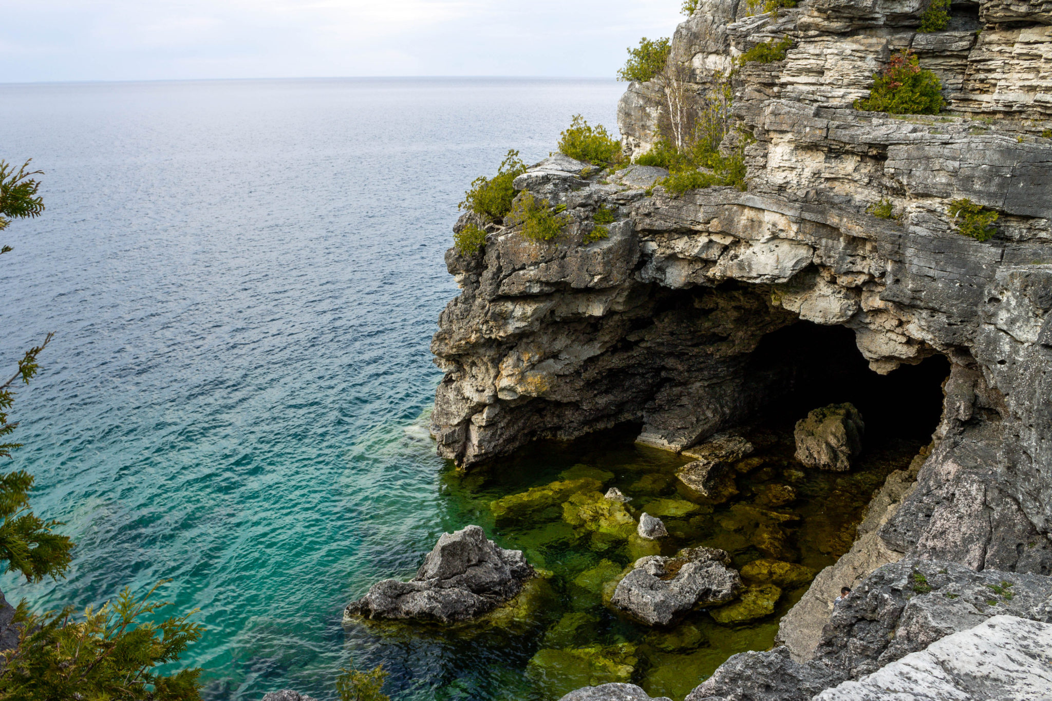 The grotto at Bruce Peninsula National Park near Tobermory, Ontario, Canada. This is one of the most scenic shores in Ontario and is located on Georgian Bay, part of Lake Huron.