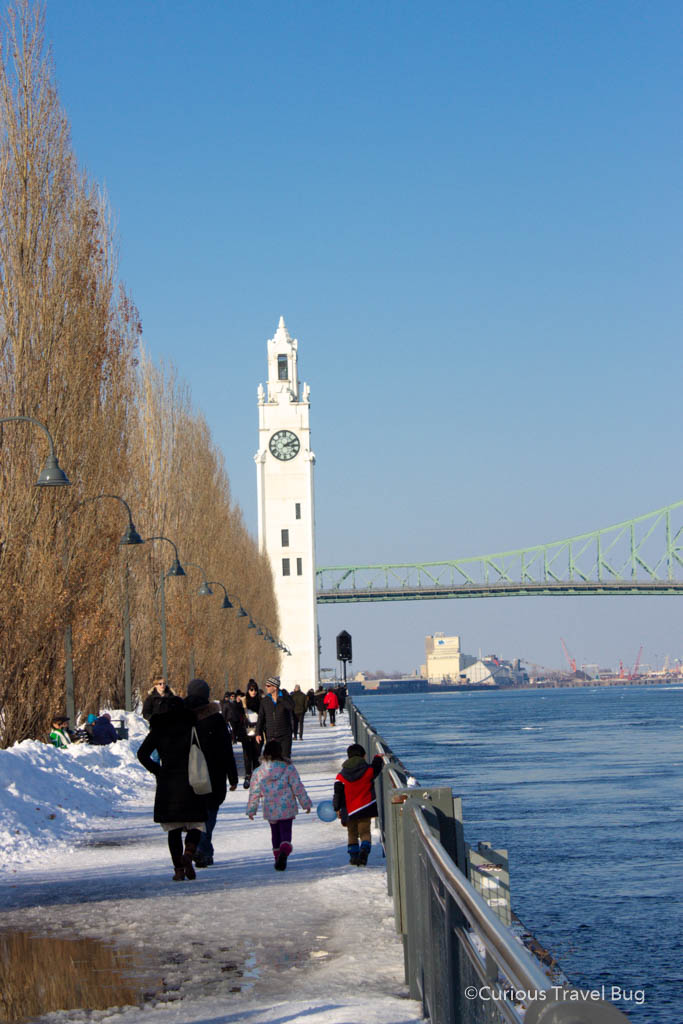 The Montreal Clock tower at Montreal's Old Port is one of the best things to do if you are visiting Montreal for three days. It's a beautiful area right along the St. Lawrence River and is perfect for taking some iconic photos.