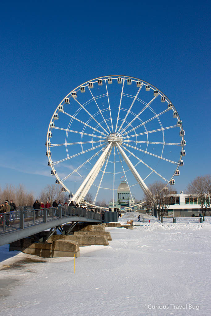 La Grande Roue de Montréal in Montreal's Old Port area is a must do in the city. It's Canada's tallest ferris wheel and it's set right next to the St.Lawrence River. You can ride the ferris wheel or walk or skate around it.