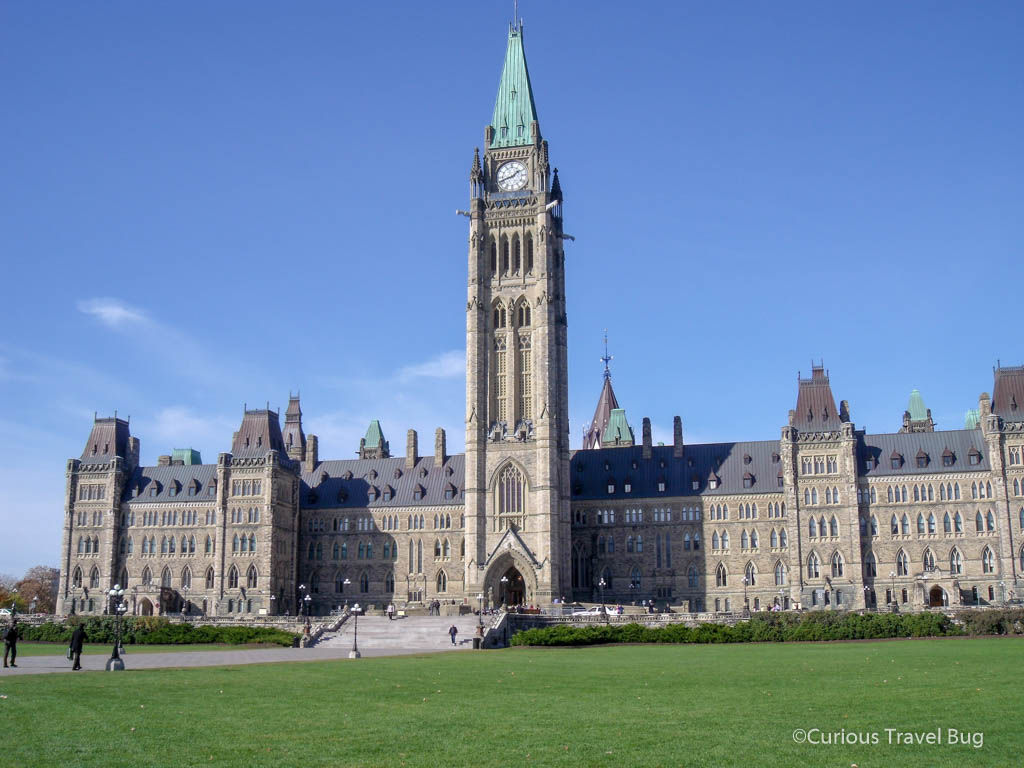 The Parliament buildings on Parliament Hill in Ottawa. This is a great road trip destination from Toronto. This Eastern Ontario Road trip includes some of the best cities and nature we have in the province.