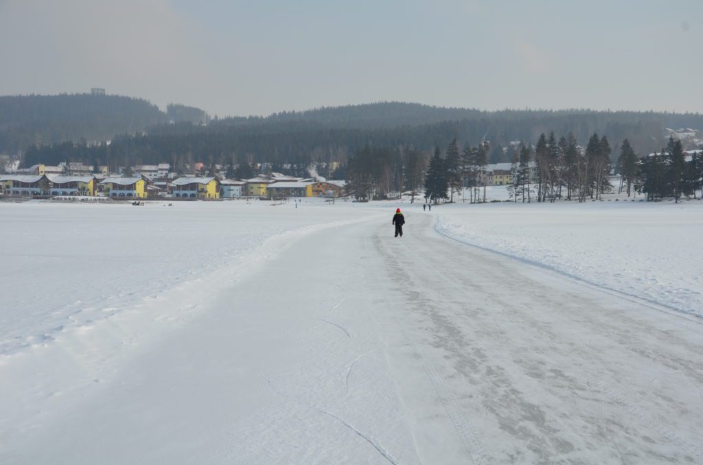 Skating on Lake Lipno in Czechia is a must do for any ice skater bucket list. This lake is 11 km long and you can skate the entire thing during winter.