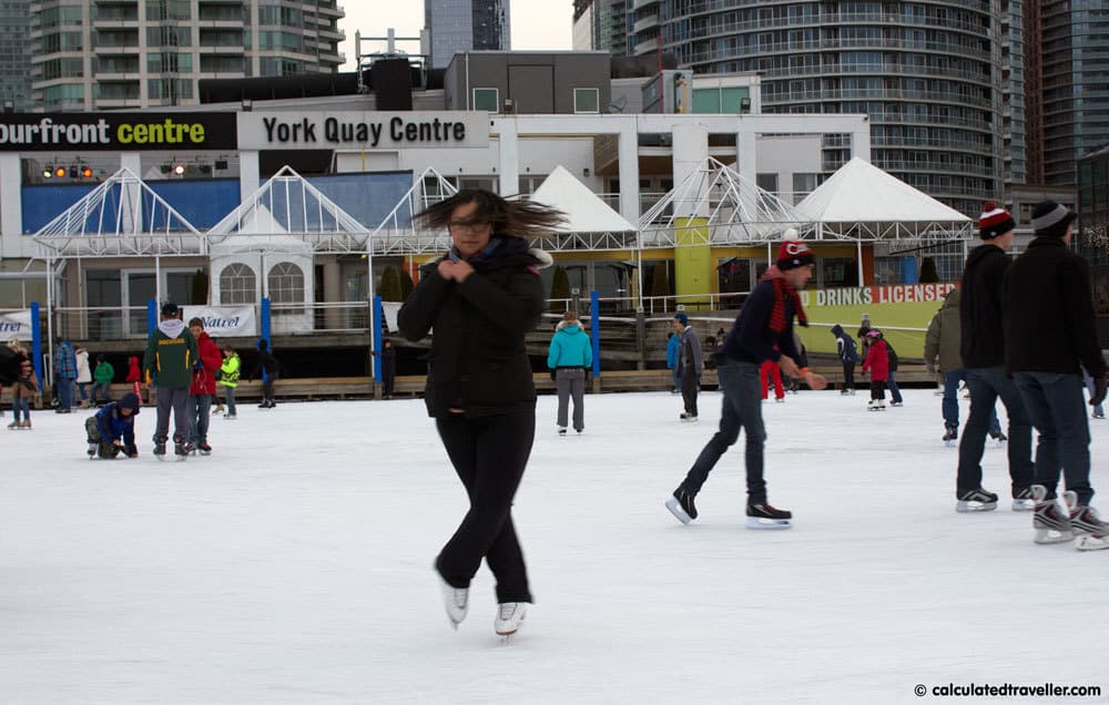 Toronto's Harbourfront Skating rink is right on Lake Ontario and located in downtown Toronto so it's the perfect place for visitors to skate in the city.