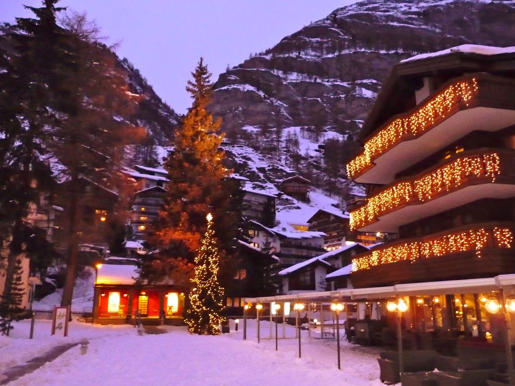 Zermatt is a great place to skate in Switzerland and has a beautiful backdrop of the mountains, especially at sunset.