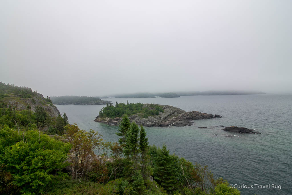 View of islands in Lake Superior from the Manito Miikana hike in Pukaskwa, northern Ontario