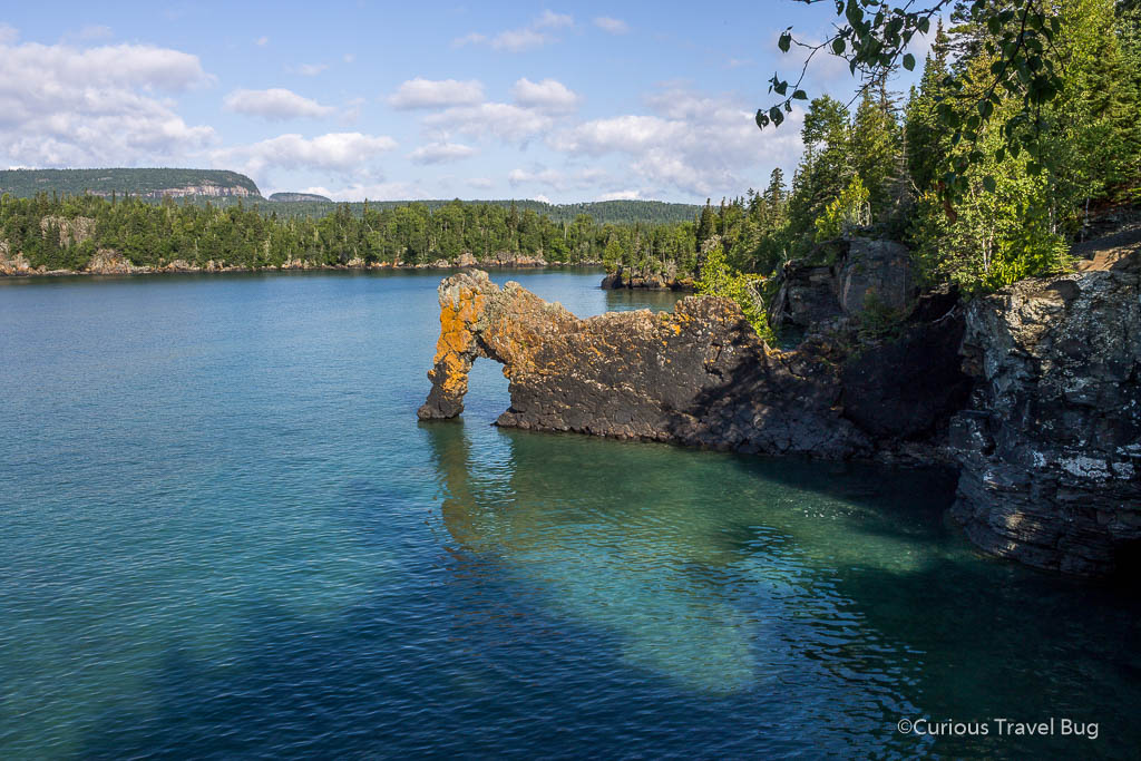 Rock that looks like a Sea Lion in Sleeping Giant, Ontario. This is a short hike that takes you to beautiful teal water of Lake Superior.