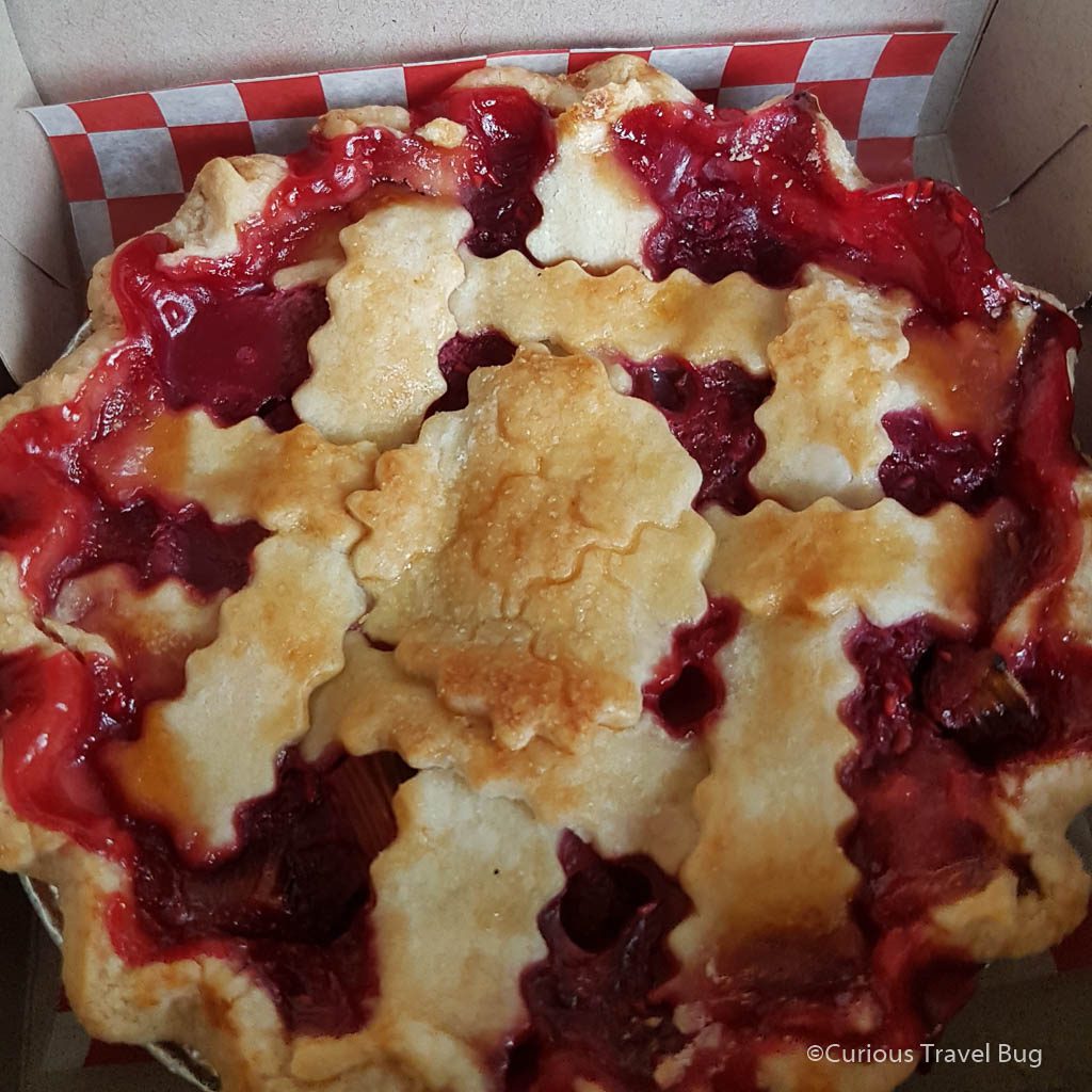 Raspberry rhubarb pie from Wandas Pie in the Sky in Toronto's Kensington Market.