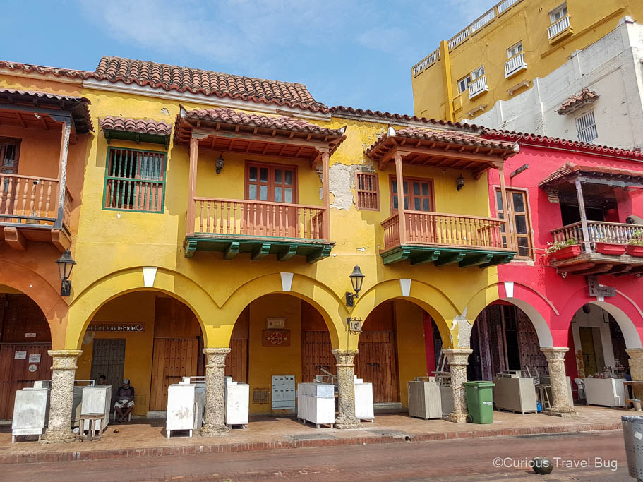 Colorful shops line the streets in Cartagena's old town