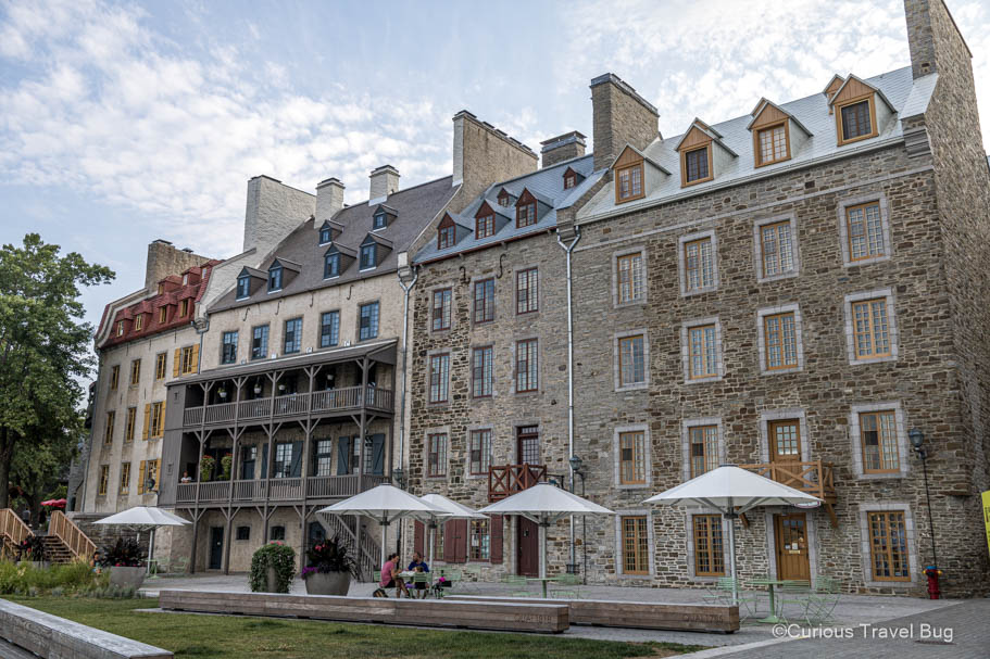 Old stone buildings in Quebec City during summer time