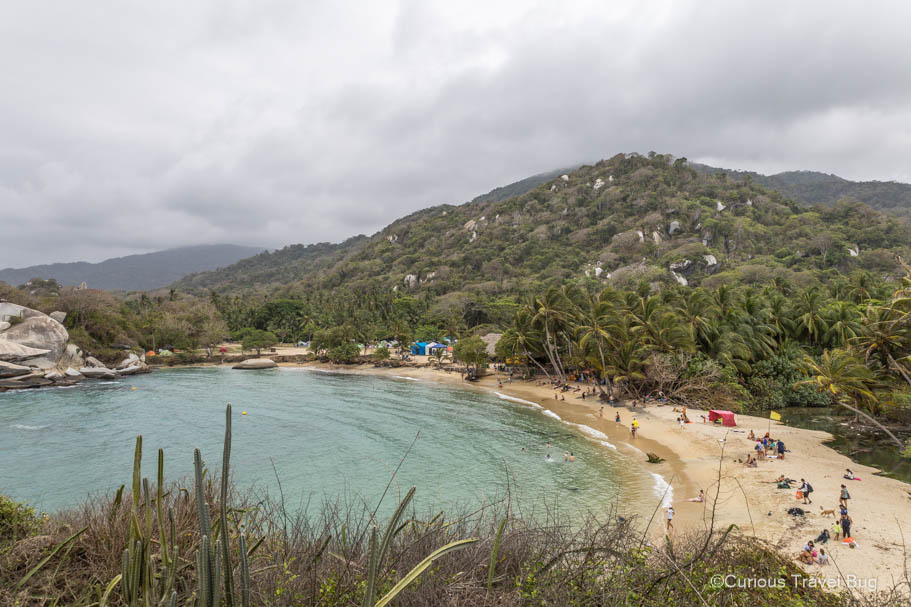 View of the Sierra Nevada de Santa Marta mountains behind Cabo San Juan beach in Tayrona