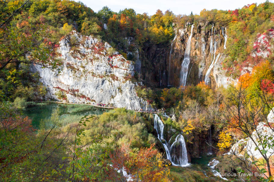 View of Veliki Slap during autumn in Plitvice Lakes, Croatia