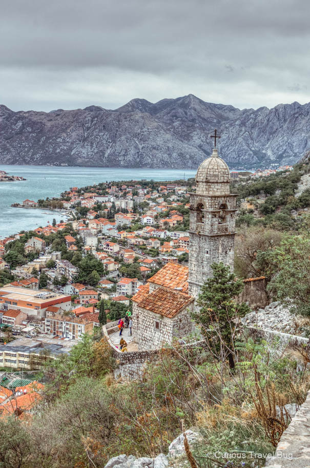 City of Kotor and church from the walls of Kotor in Montenegro