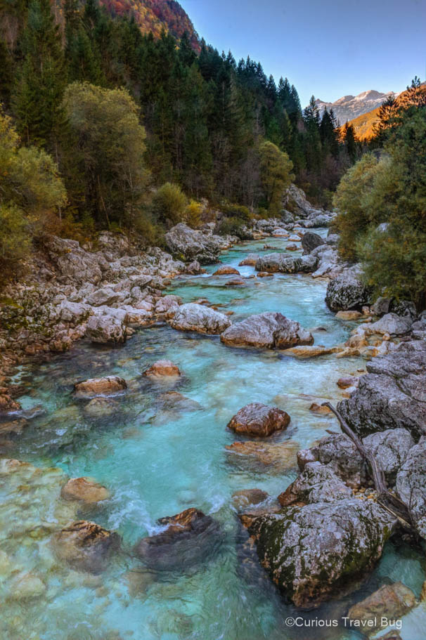 The Soca River near the Vrsic Pass in Slovenia