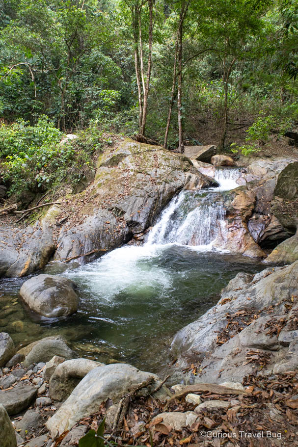 A series of waterfalls on the river that runs near the La Victoria coffee farm