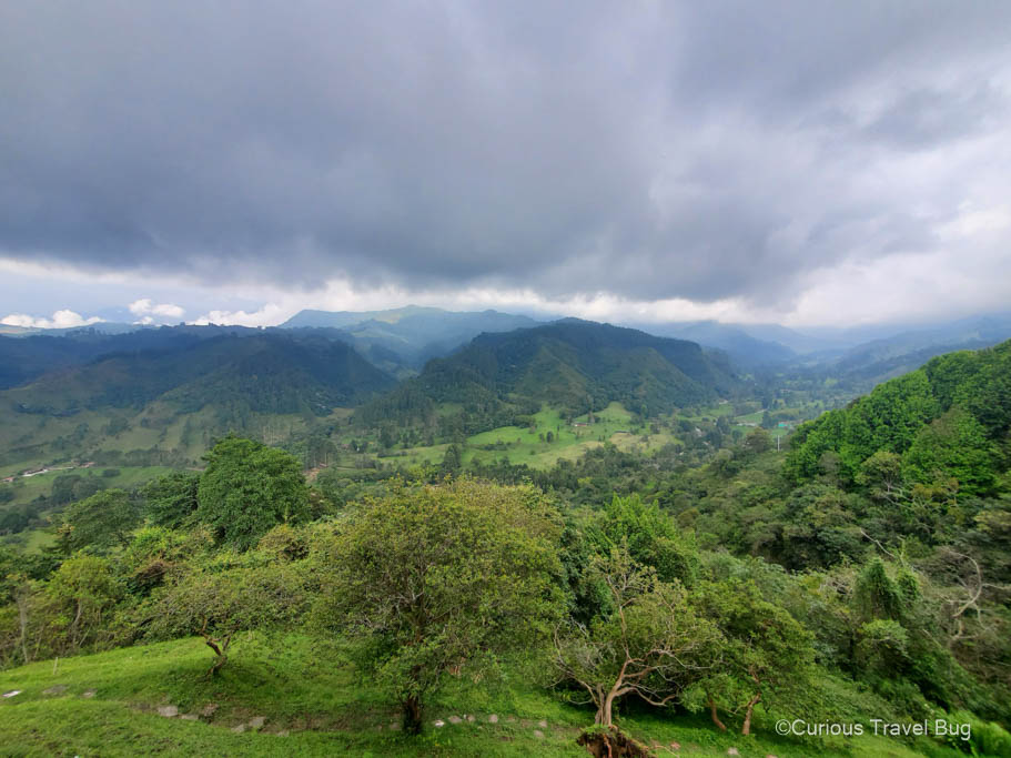 View of the Colombian Andes mountains from the Mirador de Salento