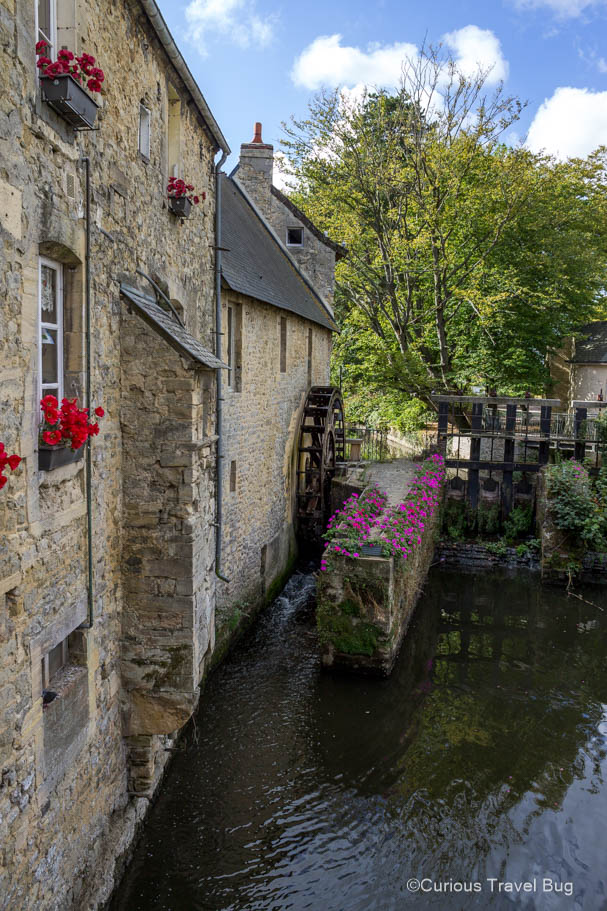 Water wheel in the Normandy town of Bayeux, France